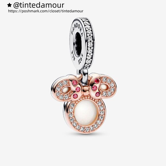 Pandora Disney Minnie Mouse Silhouette Double Dangle Charm - Picture 1 of 5